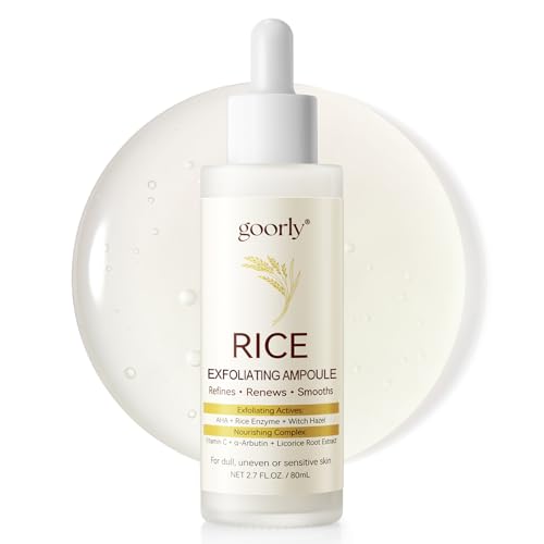 White Rice Peeling Ampoule Exfoliating Serum 80ml, Peel Shot Glow Exfoliating Face Serum, Soft Exfoliating Body Scrub Dead Skin Cells, Whitehead Blackheads Remover for All Skin Types korean skin care
