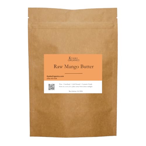 Kyabo 3Lbs MANGO BUTTER PREMIUM Organic Unrefined Raw Virgin 100% Pure Cold Press Grade A Non GMO 100% Natural For Skin BodyCare Beauty Moisturizer DIY For Body Butters, Soap Making,Lotions, Creams…