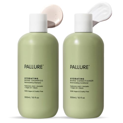 Pallure Hydrating Bond Duo Shampoo & Conditioner To Support Thicker, Voluminous, Fuller Looking Hair, Infused with Hyaluronic Acid, Biotin, Avocado and Rosemary Oil, 300 ml