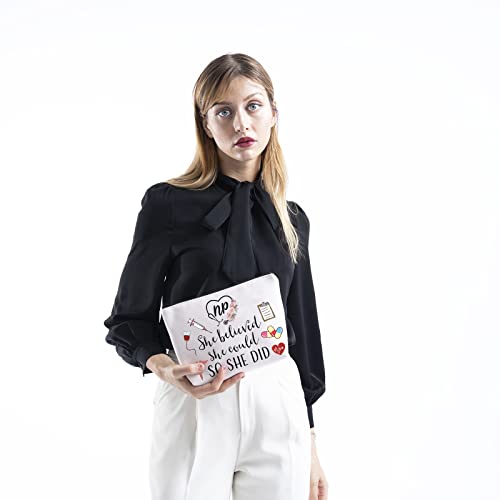 TSOTMO Nurse Practitioner Gift She Believed She Could So She Did 2022 Nurse Graduation Gift Makeup Bag (She Believed NP)
