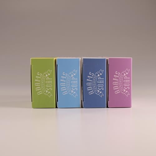 Adams Handmade Soap Variety Pack ? 4 Bar Set: Unscented, Peppermint, Lavender, Lemongrass | Vegan, Cold Process, 84% Organic, Essential Oils, USA Made