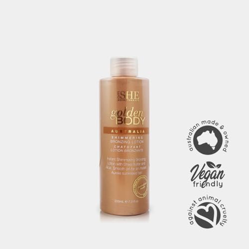 Om She Aromatherapy Golden Body Shimmering Bronzing Lotion 7.0fl oz - Self Tanning, Instant Tan Colour. Australian Made.