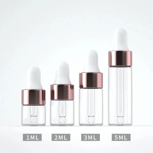 Rose Glass Dropper Bottles for Essential Oils, 4-Pack 1-5ml