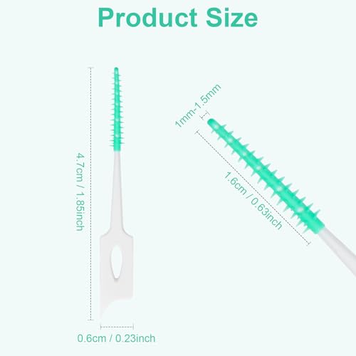 ACSKD Green Dental Floss Picks 200 Count - Soft Rubber Brush Head Interdental Toothpicks for Travel