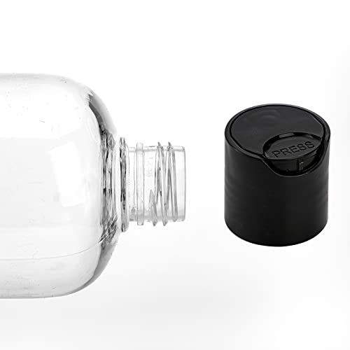 Peohud 20 Pack 16oz Clear Plastic Empty Bottles with Disc Top Flip Caps, Refillable Shampoo Bottles, Squeezable Travel Containers for Lotions, Cosmetics, Liquid Body Soap, Creams, BPA Free