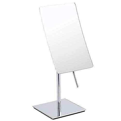 Table Standing Rectangular Vanity Makeup Mirror with 3X Magnification, High Adjustable, Made of 304 Stainless Steel, for Hotel Bathroom Polished Chrome