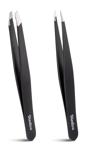 2-Pack Precision Tweezers Set - Slant & Point Tip