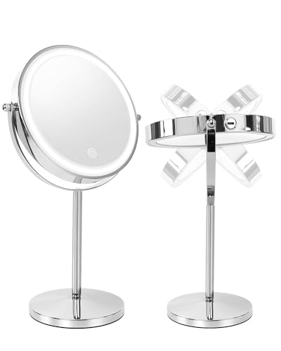 Lighted Makeup Mirror with 1X/10X Magnification & 3 Color Lights