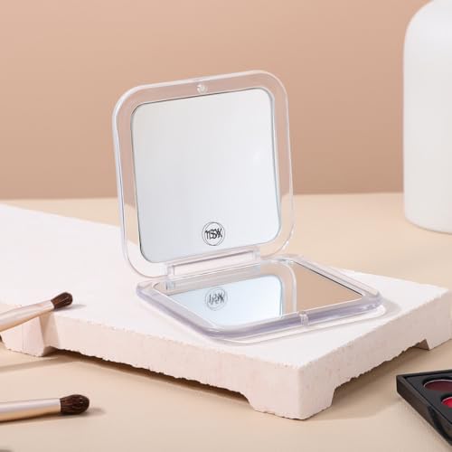 Compact Folding Travel Mirror with 2X Magnification for Purse