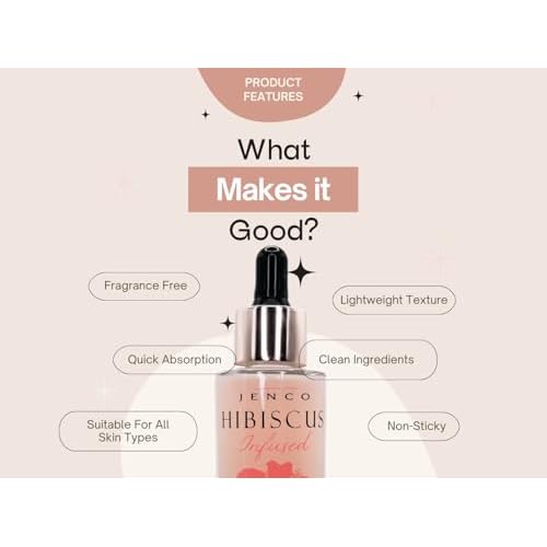 JENCO Skincare Hibiscus Hyaluronic Acid Serum, Ceramides Complex, Hydrating & Plumping, Fragrance-Free, Multi-Weight HA, Lightweight Formula For Face