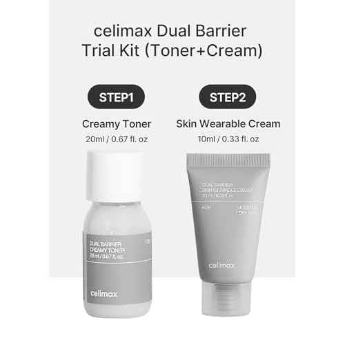 celimax Dual Barrier Trial Kit Travel Size, Gift Set | with Creamy Toner & Skin Wearable Cream, Travel Size, Mini-sized Gift Set, Ceramides, Peptide