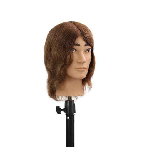 Stancia Barber Mannequin Head Male, Mannequin Head Human Hair for Practicing Haircut, Cosmetology Mannequin Head with 100% Human Hair