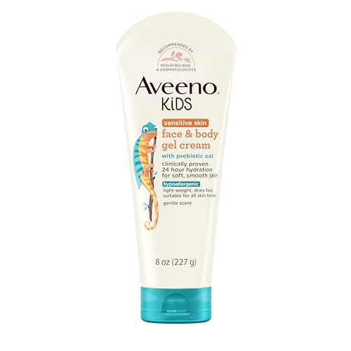 Aveeno Kids Sensitive Skin Face & Body Gel Cream 8 oz - Hypoallergenic Moisturizer