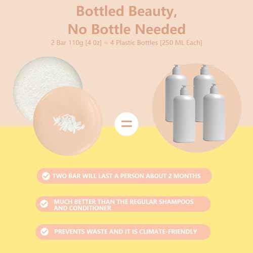 2 Pack Rice Water Bar Shampoo and Conditioner Set, High Protein for Damaged Hair,Hair Growth,Thickening,Anti Hair Loss,Strengthen for Volumizing Smooth,Shine,Organic Shampoo Bar Set