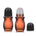 1oz Amber Glass Roll-On Bottles with Crystal Roller Ball (2 Pack)