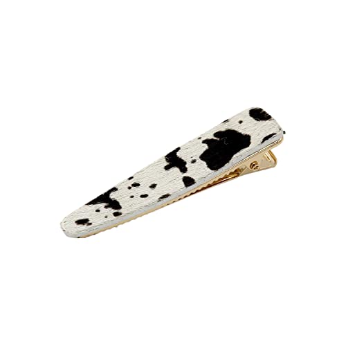 Kathaya Western Hair Barrettes for Women, Cow Print French Barrettes for Fine Thin Thick Hair, Wide Curved Hair Clips for Girls, Rectangular Automatic Hair Pins Fashion Hair Accessories for Cowgirl (U shape, Black)