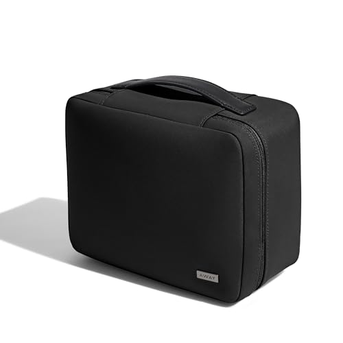 Water-Repellent Travel Makeup Bag with Brush Organizer - Jet Black