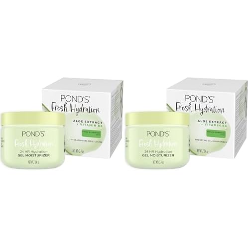 POND'S Fresh Hydration Gel Moisturizer ? 24 HR Hydration with Aloe Vera Extract,Vitamin E & B3 Niacinamide ? Alcohol & Oil-Free Face Moisturizer-? Dermatologist Tested,3.4 oz,(Pack of 2)