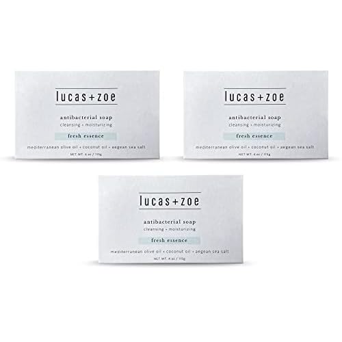 Fresh Essence Antiseptic Bar Soap - 4 Ounce Moisturizing Body Soap Bar Made With Natural Ingredients Like Mediterranean Olive Oil, Coconut Oil, & Aegean Sea Salt - Made In Greece - 3 Pack