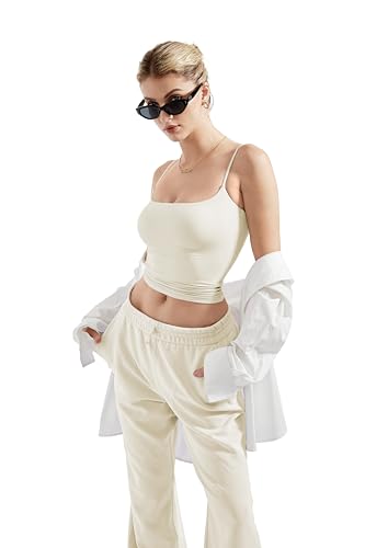 SUUKSESS Women Summer Y2K Going Out Crop Tops Sexy Square Neck Tank Top Casual Sleeveless Basic Camisole Shirts (White, XS)