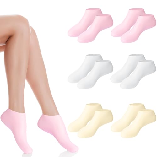 Silicone Moisturizing Socks for Dry Cracked Feet - 6 Pairs Gel Foot Mask