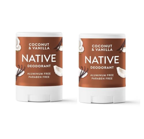 Native Deodorant Coconut & Vanilla Travel Size 0.5oz Pack of 4 - Aluminum-Free, Vegan & Cruelty-Free for Men & Women