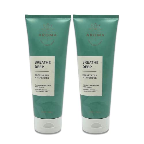Bath & Body Works - Aromatherapy - Breathe Deep Eucalyptus & Lavender - Ultimate Hydration Body Cream - Pack of 2-8oz