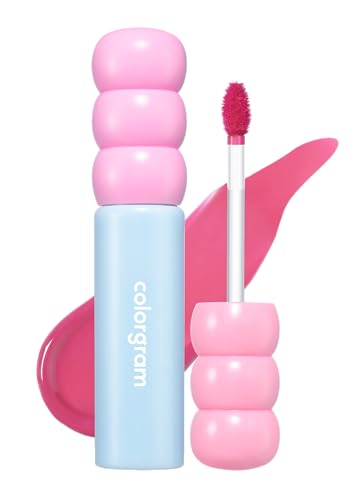 COLORGRAM Fruity Glass Tint 03 Soda Cool Peach | Glossy Dewy Lip Gloss, Highly Pigmented Peach, Pink Shade with Glowing effect, Buildable & Blendable 0.11 Oz.