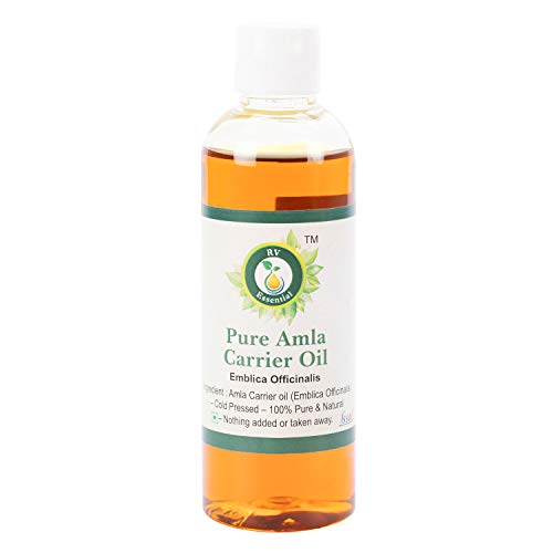 R V Essential Amla Oil | Emblica Officinalis | 100% Pure Natural | Cold Pressed | Amla Hair Oil | for Hair, Scalp, Strengthens Repairs Damaged Hair, Skin Care | Rare Herb Series | 100ml | 3.38oz