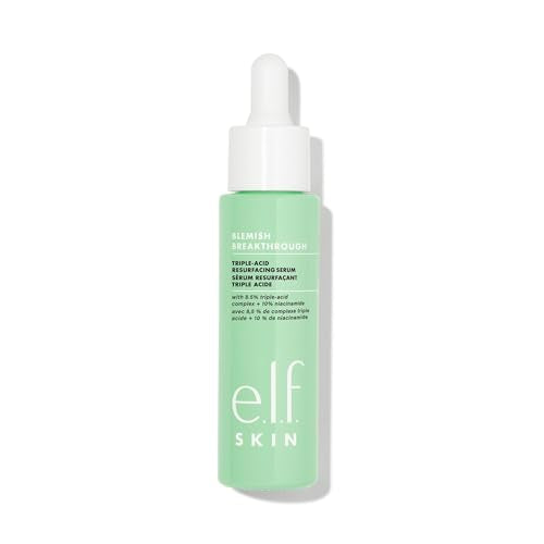 e.l.f. SKIN Blemish Breakthrough Triple-Acid Resurfacing Serum, Hydrating Night Serum For Fighting Blemishes, Helps Improve Skin Tone & Texture