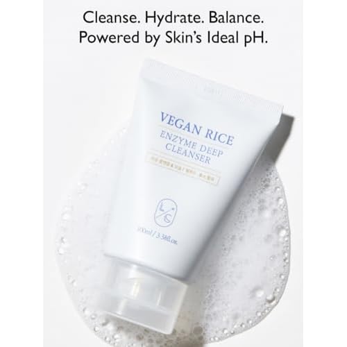LICORNE Vegan Rice Enzyme Purifying Cleanser (3.38 fl oz) - Exfoliating Face Wash for Pores & Blackheads - Korean Rice Water Foam Cleanser - Deep Pore Purifying & Makeup Remover for Radiant Glow