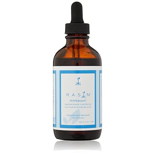 Rasin Castor Oil Organically Brilliant Black Castor Oil. (Peppermint, 4 Fl Oz)