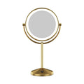 Conair Lighted Makeup Mirror, LED Vanity Mirror, 1X/10X Magnifying Mirror, Double Sided, Battery Operated in Brushed Brass