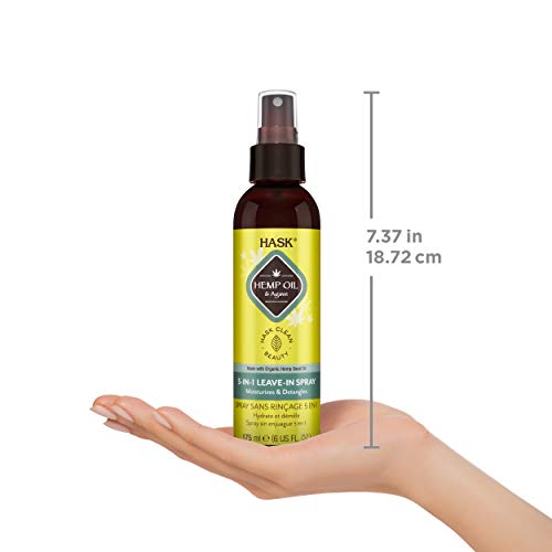 HASK Leave In Conditioner Spray, 2 Pack - Hair Care with Hemp Oil 5-in-1 for all hair, color safe, gluten free, sulfate free, paraben free