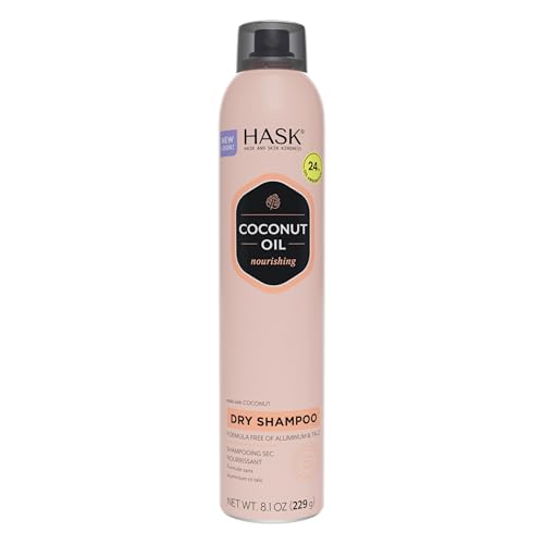 HASK Coconut Oil Nourishing Dry Shampoo ? Absorbs Oil, Adds Volume & Light Texture, Nourishes Hair, No Sulfates or Parabens, Cruelty-Free ? 8.1oz