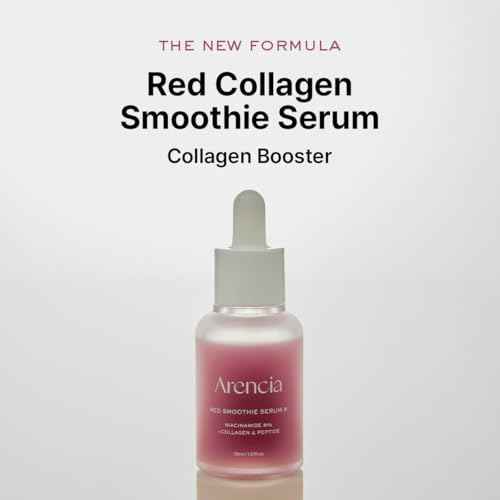 Arencia Red Collagen + Peptide Smoothie Serum, 8% Niacinamide, Vitamin C, Vitamin E, lifting anti-aging serum for skin texture for glass skin