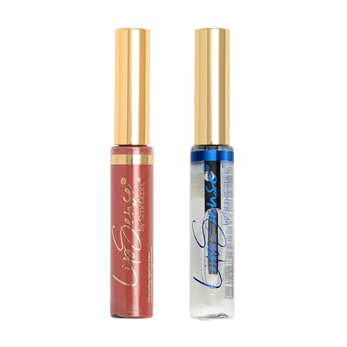 SeneGence LipSense Caramel Latte Liquid Lipstick and Glossy Clear Lip Gloss Duo ? 18HR Wear, Hydrating, Waterproof, Transfer-Proof