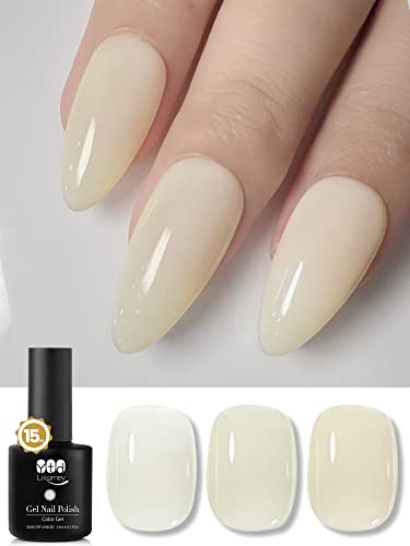 YTD Likomey Nude Gel Nail Polish,15ml Milky White Translucent Neutral Jelly Sheer Salon Home DIY Nails Art Manicure UV Nail Gel Varnish,LS02