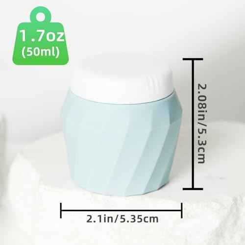 Travel Containers for Toiletries, Premium Silicone Cosmetic Cream Jars, TSA Approved Leak-Proof Refillable Travel Size Toiletries with Clear Bag for Cosmetic Face Body Cream (Gray, 1.7OZ)