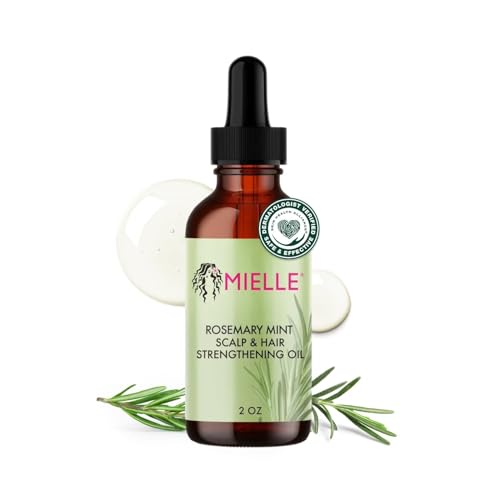 Mielle Organics Rosemary & Mint Hair Oil - Strengthening Biotin Oil Infused Frizzy & Damaged Hair Care - Split Ends & Dry Scalp Treatment to Support Longer, Healthier Strands, 2oz