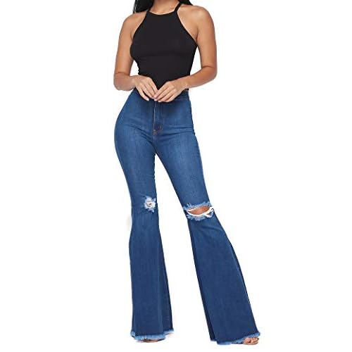 Vibrant Women's Juniors Bell Bottom High Waist Fitted Denim Jeans