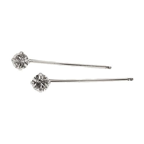 L. Erickson Little Gem Bobby Pin Pair - Crystal/Silver