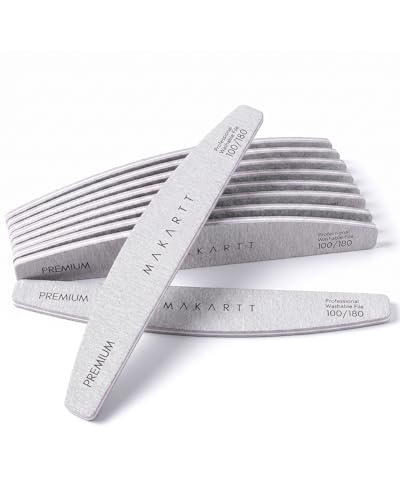 Makartt 100/180 Grit Nail Files 10PCS Zebra Emery Boards for Nails - Professional & Reusable