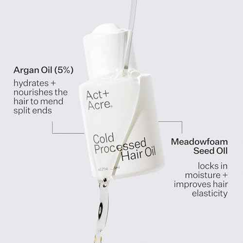 Act+Acre Cold Processed 5% Argan Repair Hair Oil - Moisturizing Argan and Meadowfoam Seed Oil - 100% Plant Based Ingredients - Protects and Prevents Damage and Frizz