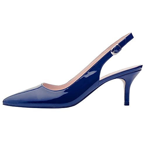JOY IN LOVE Slingback Kitten Heels for Women Closed Pointed Toe Pumps Dress Shoes