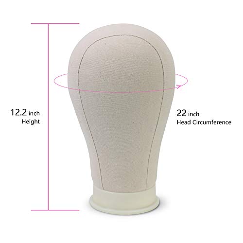 Canvas Block Wig Head 22 Inch Mannequin Head with Stand & Styling Kit