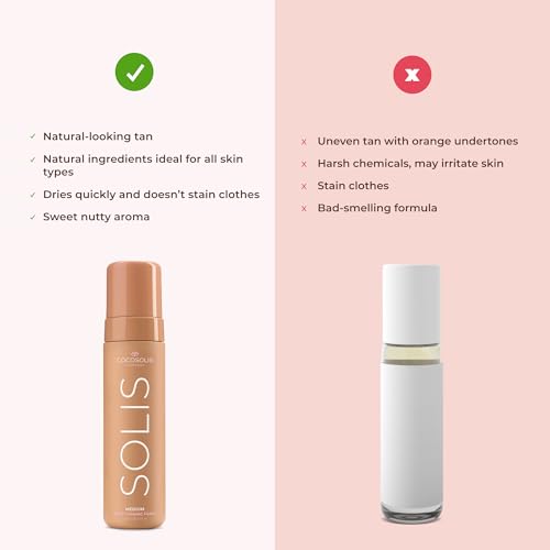 COCOSOLIS SOLIS medium self-tanning lotion for face and body, mousse for a rich, natural and long-lasting tan, with plant-based DHA (200 ml)