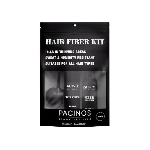 Pacinos Hair Fiber Kit - Black Concealer with Hold Spray
