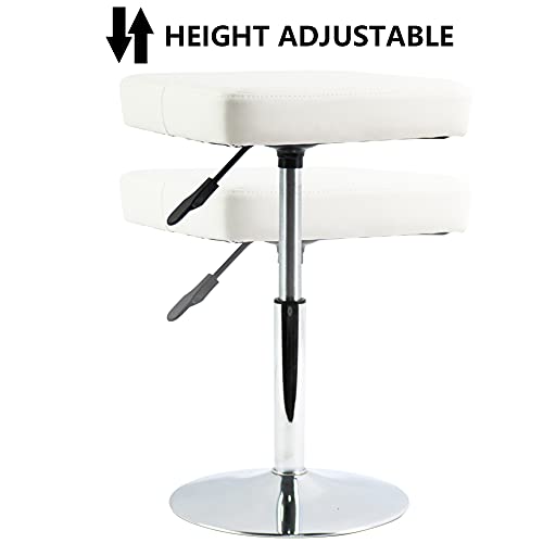 FURWOO White Square Salon Stool - Height Adjustable Step Stool for Vanity,Manicure,Shop,Barber Home Office,Small