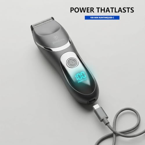 Predyee Men's Body Groomer Trimmer with Ceramic Blade, LED Light, USB-C Rechargeable, IPX7 Waterproof